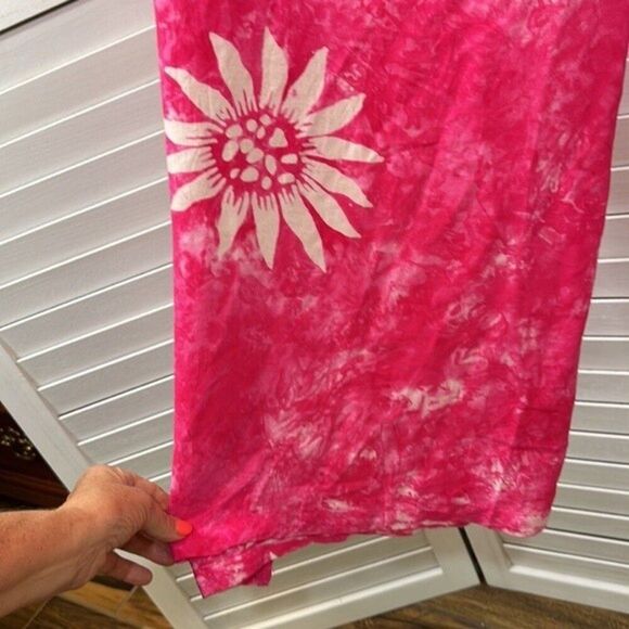 Beach Pants Medium Large Slit Wrap Floral Pink Pants M/L - Picture 6 of 9